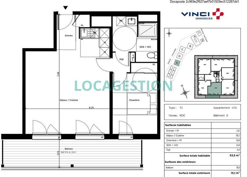 Appartement - 54 m² - 2 pièces