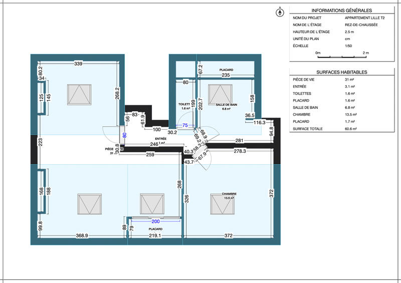 Appartement - 30 m² - 2 pièces