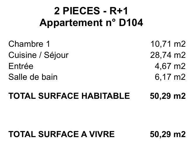 Appartement - 50 m² - 2 pièces