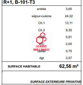 Appartement - 63 m² - 3 pièces