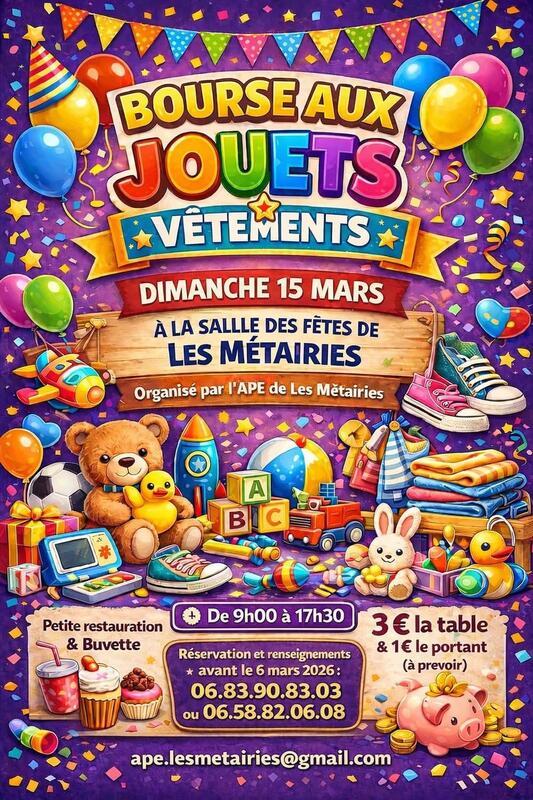 Bourse aux jouets organisée par ape les métairies