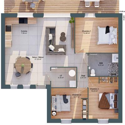 Maison - 79 m² - 5 pièces