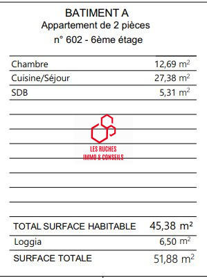 Appartement - 45 m² - 2 pièces