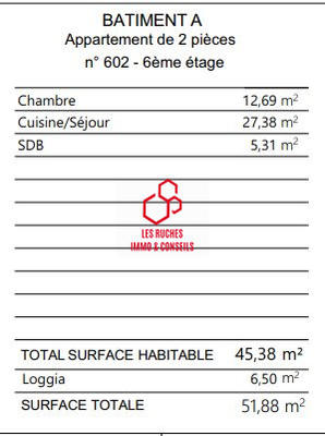 Appartement - 45 m² - 2 pièces