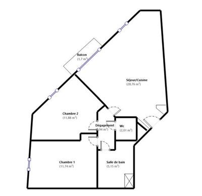 Appartement - 63 m² - 3 pièces