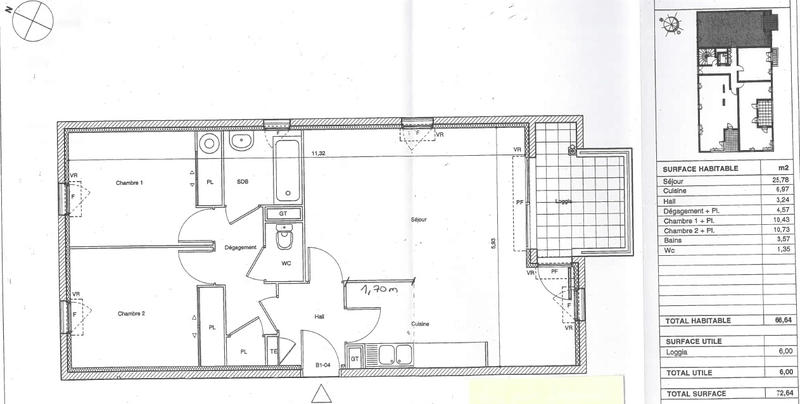 Appartement - 67 m² - 3 pièces