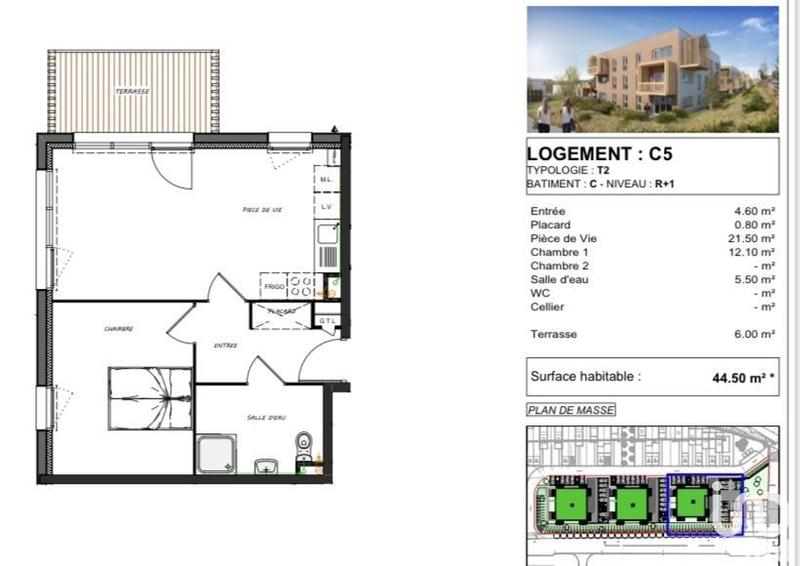 Appartement - 44 m² - 2 pièces