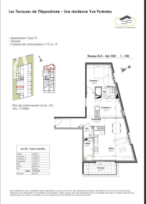 Appartement - 77 m² - 3 pièces
