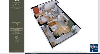 Appartement - 69 m² - 3 pièces