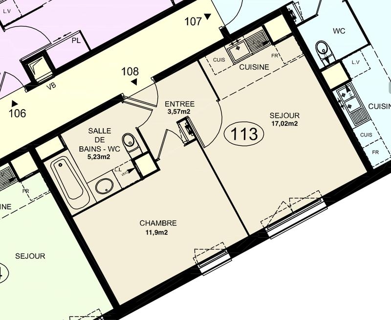 Appartement - 38 m² - 2 pièces