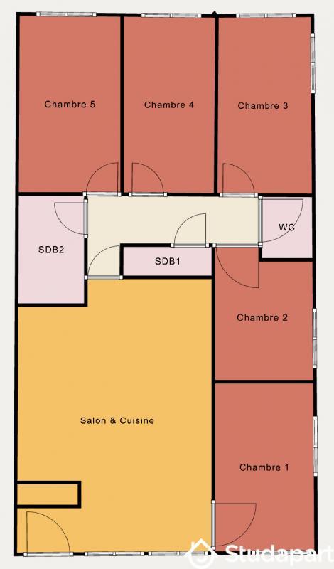 Chambre - 10 m² - 1 pièce