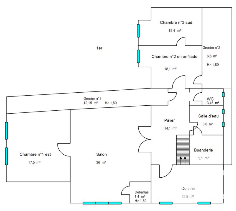 Appartement - 133 m² - 4 pièces