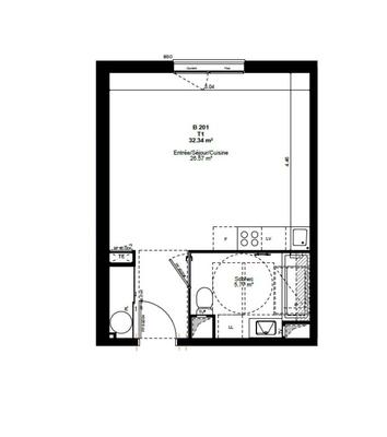 Appartement - 32 m² - 1 pièce