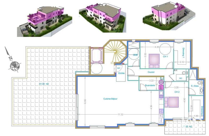 Appartement - 138 m² - 3 pièces