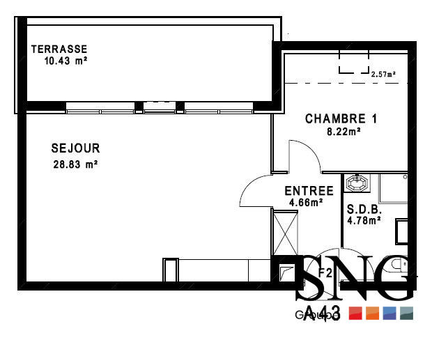 Appartement - 47 m² - 2 pièces