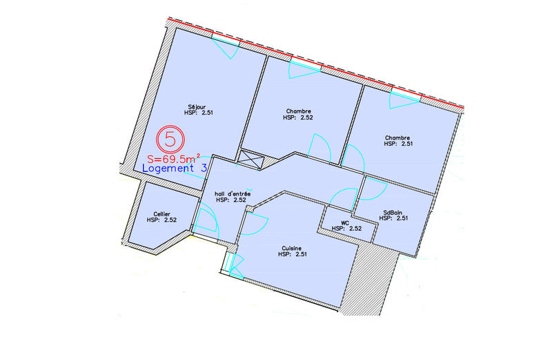 Appartement - 69 m² - 3 pièces