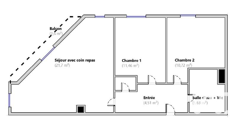 Appartement - 54 m² - 3 pièces