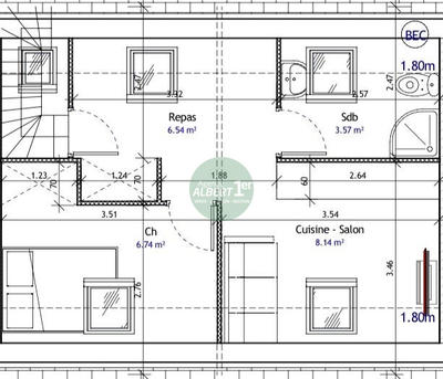 Appartement - 30 m² - 2 pièces