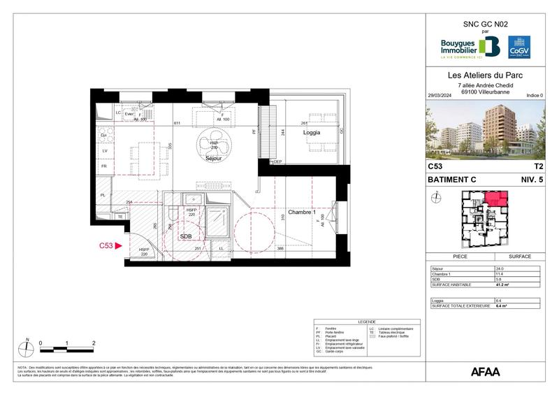 Appartement - 42 m² - 2 pièces