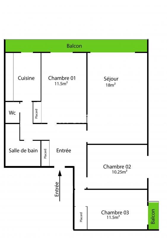 Appartement - 72 m² - 4 pièces