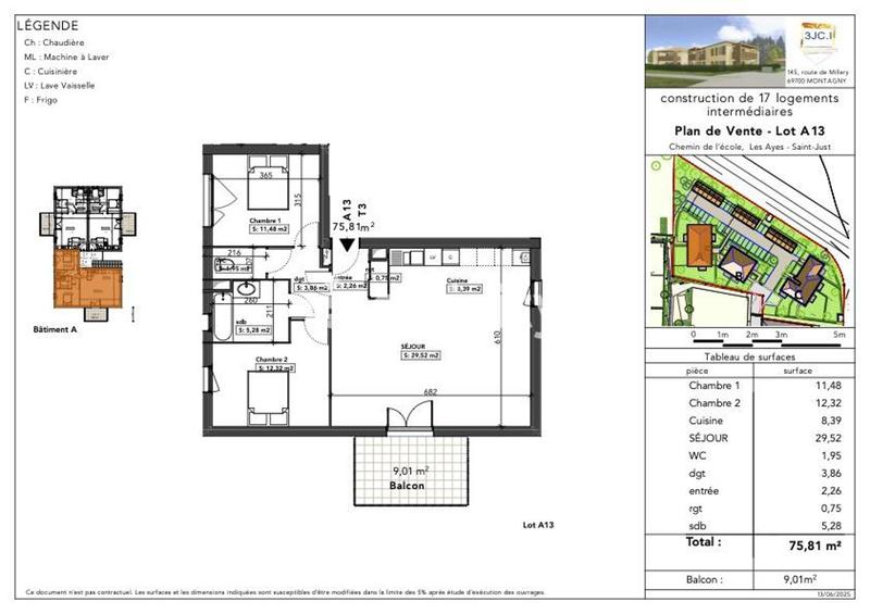 Appartement - 75 m² - 3 pièces