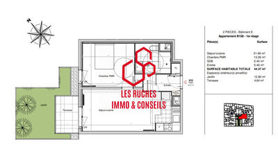 Appartement - 44 m² - 2 pièces