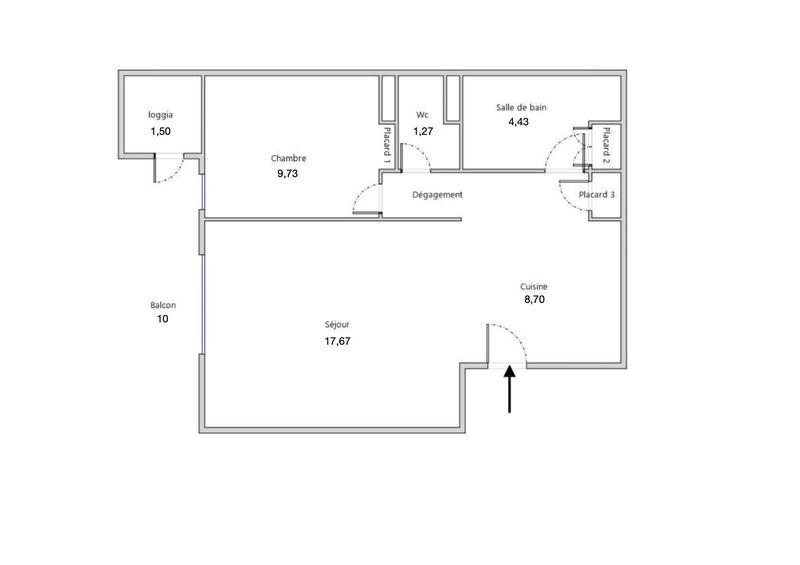 Appartement - 45 m² - 2 pièces