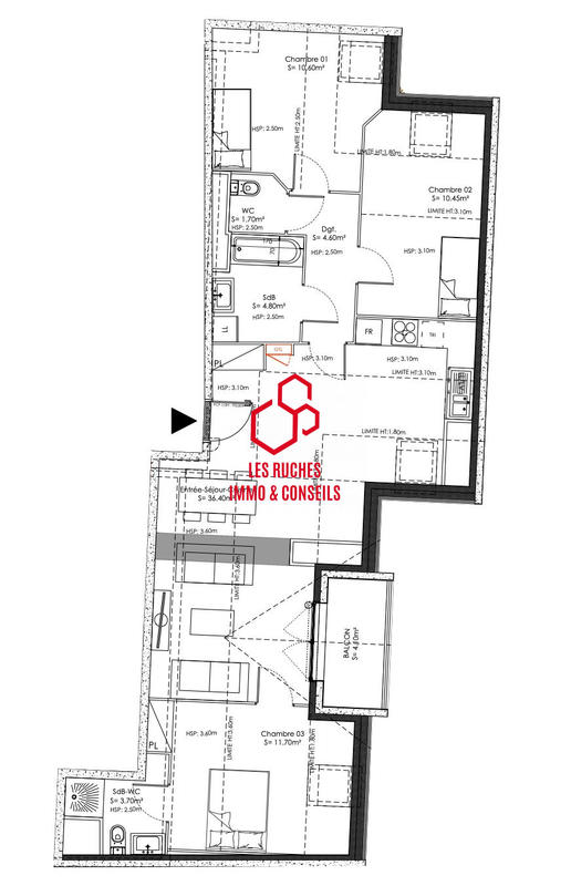 Appartement - 84 m² - 4 pièces