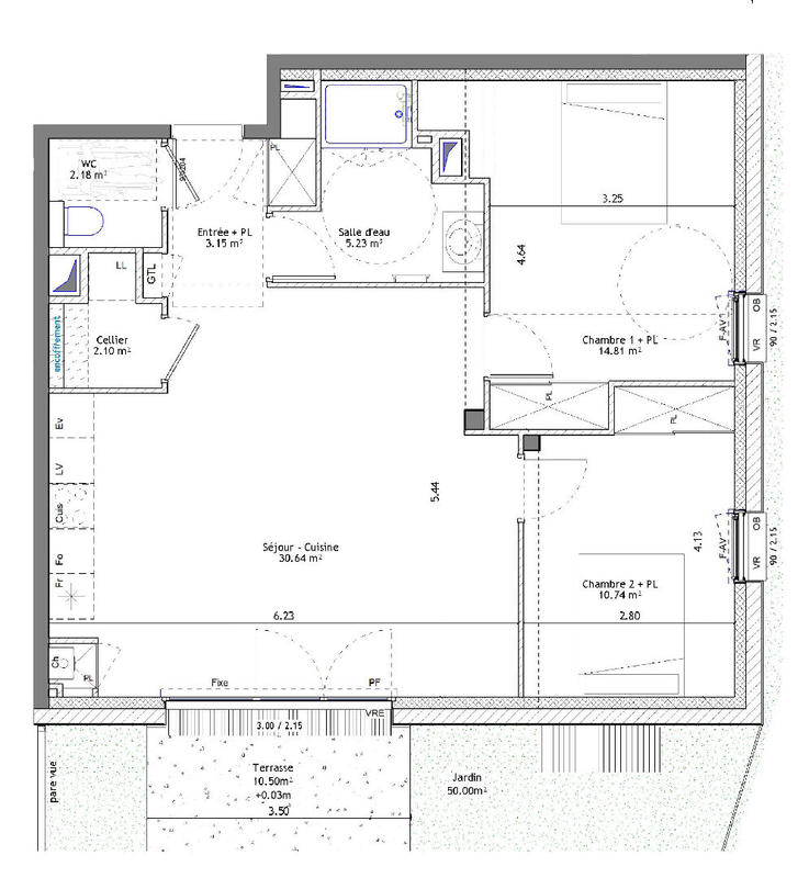 Appartement - 69 m² - 3 pièces