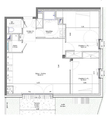 Appartement - 69 m² - 3 pièces