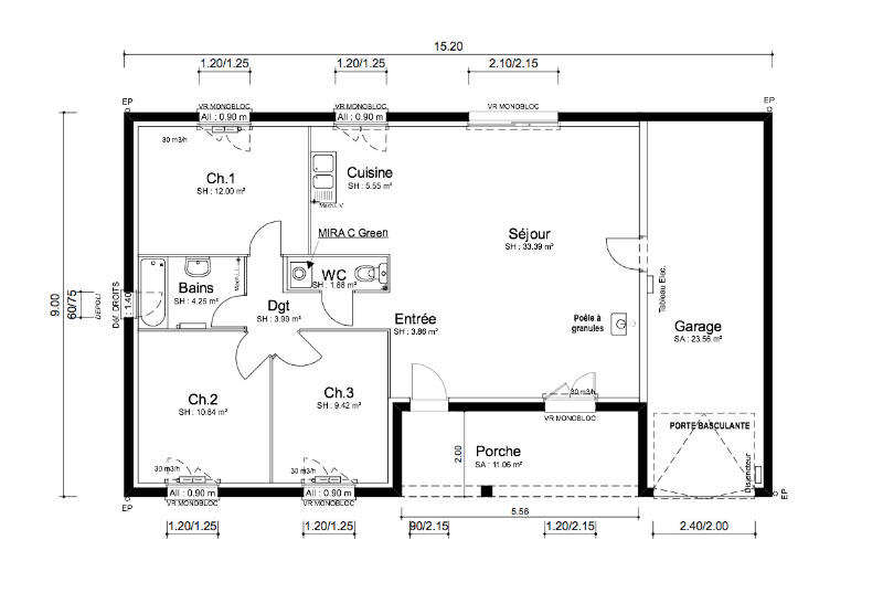 Maison - 85 m² - 4 pièces