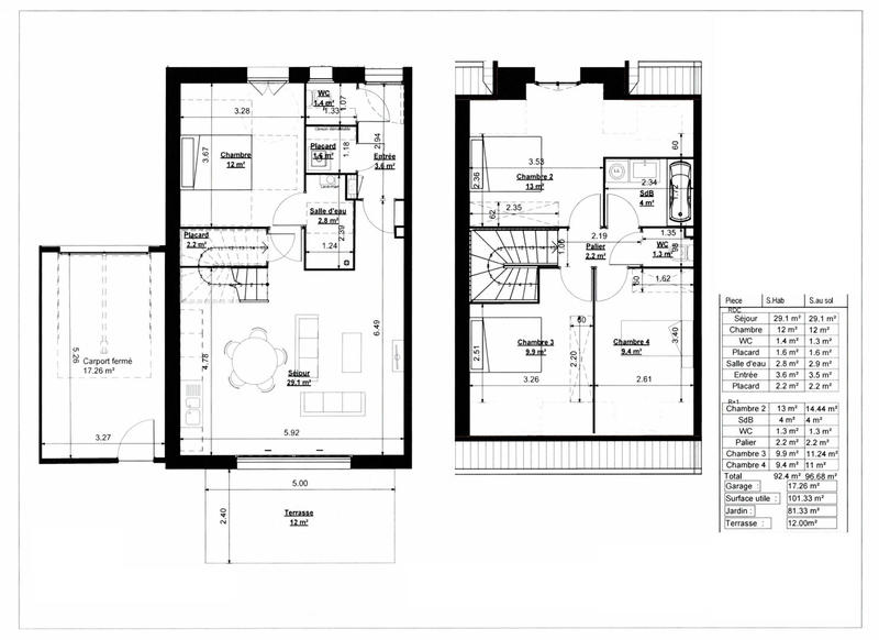 Maison - 96 m² - 5 pièces