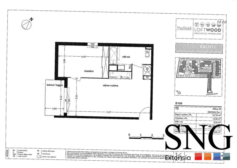 Appartement - 46 m² - 2 pièces