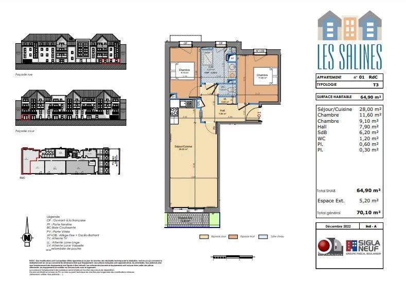 Appartement - 64 m² - 3 pièces