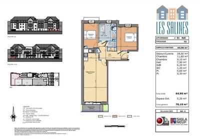 Appartement - 64 m² - 3 pièces