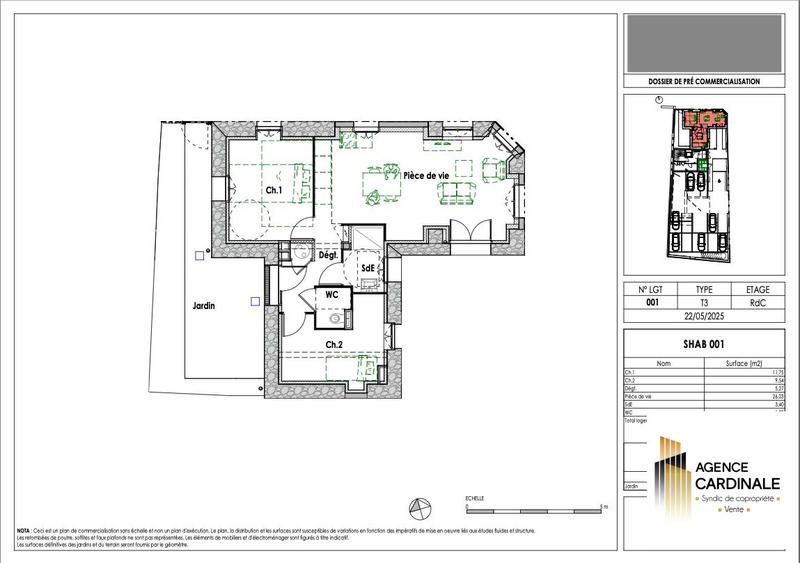 Appartement - 58 m² - 3 pièces
