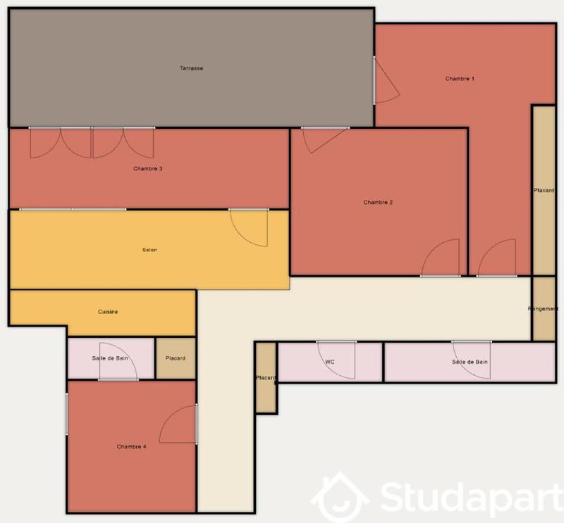 Chambre - 22 m² - 1 pièce