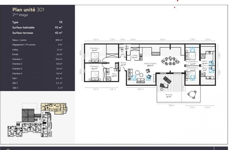 Appartement - 171 m² - 5 pièces