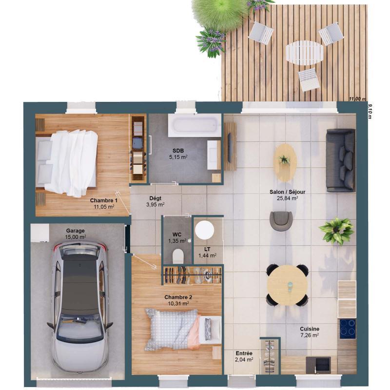 Maison - 68 m² - 4 pièces