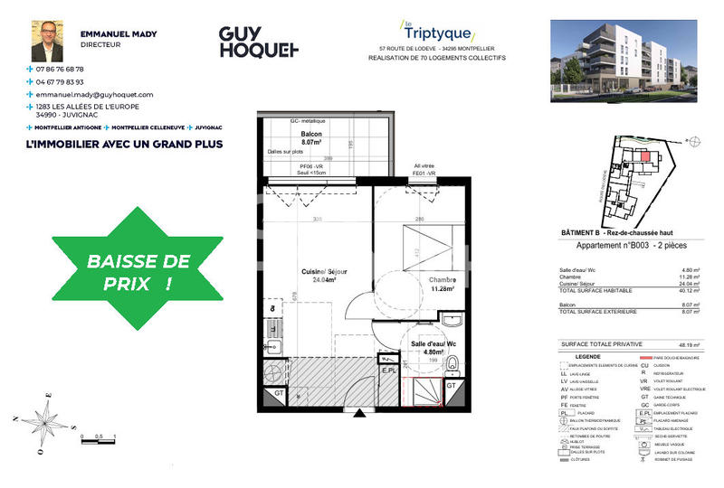 Appartement - 40 m² - 1 pièce