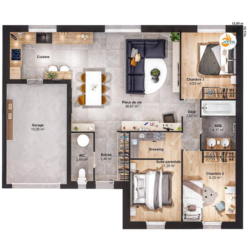 Maison - 76 m² - 5 pièces