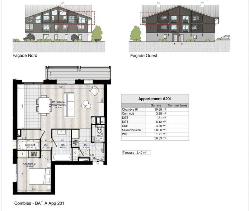 Appartement - 56 m² - 2 pièces