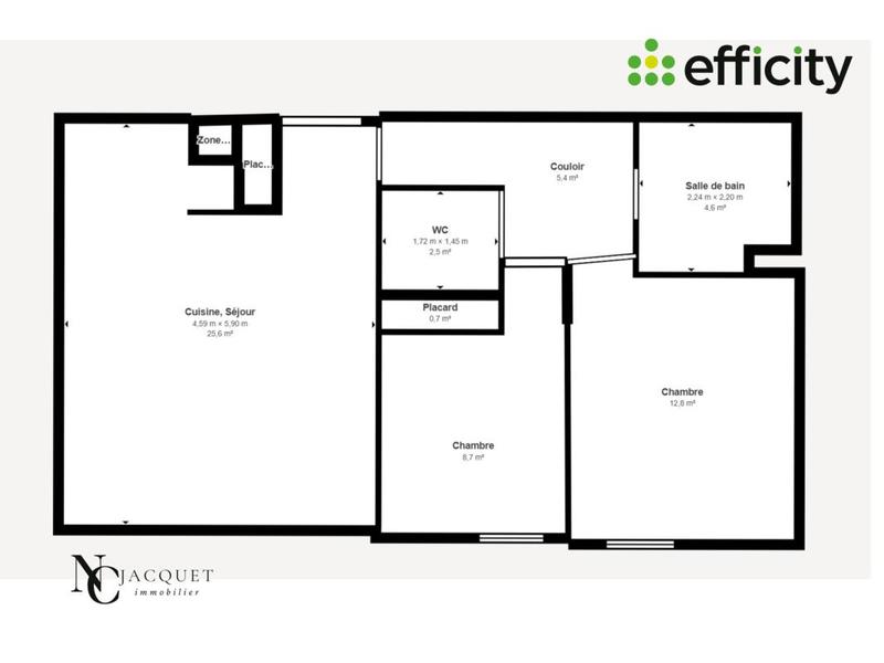 Appartement - 58 m² - 3 pièces