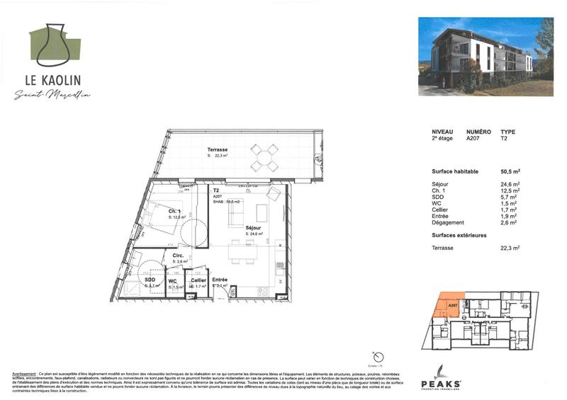 Appartement - 50 m² - 2 pièces