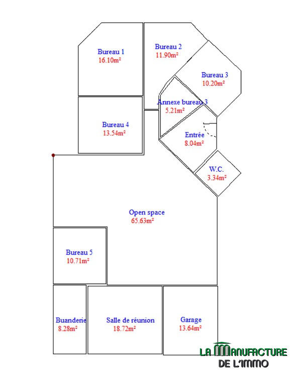 Bureau - 163 m² - 8 pièces