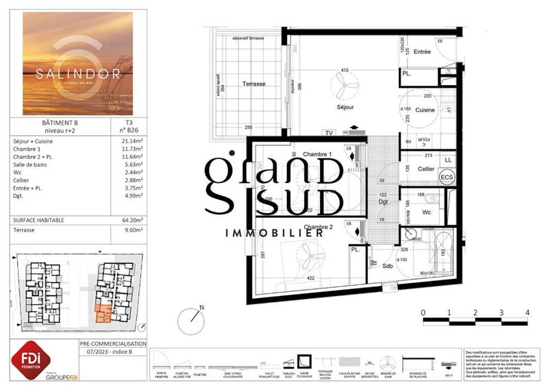 Appartement - 64 m² - 3 pièces