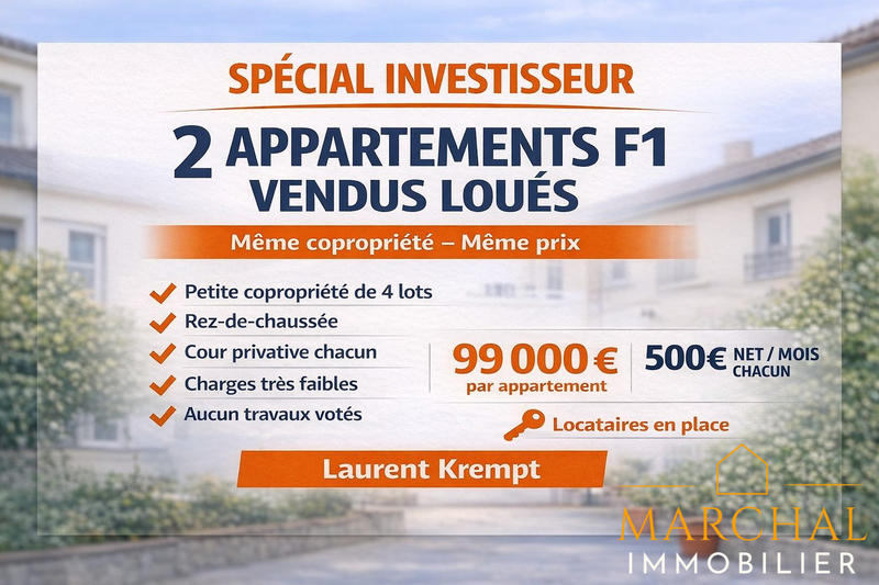 Appartement - 60 m² - 2 pièces