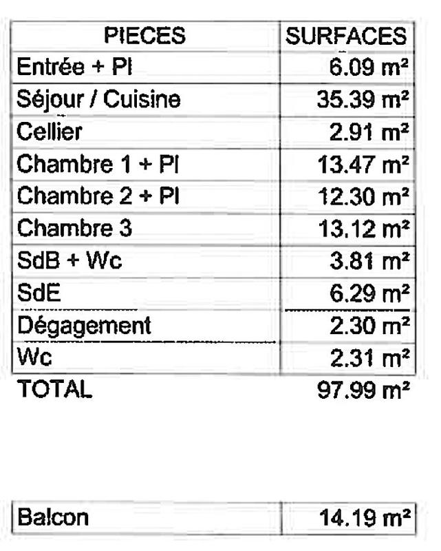 Appartement - 98 m² - 4 pièces