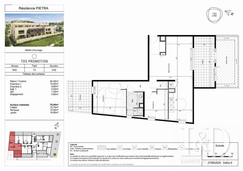 Appartement - 76 m² - 3 pièces