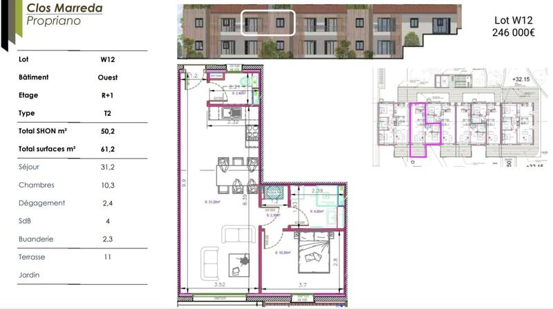 Appartement - 50 m² - 2 pièces